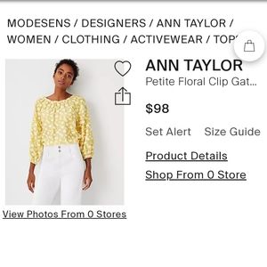 Ann Taylor Petite Floral ClipGathered Boatneck Top